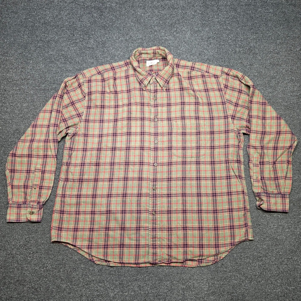 VTG J.Crew Oarsman Flannel Shirt Plaid Mens XL Button Down Cotton Long Sleeve